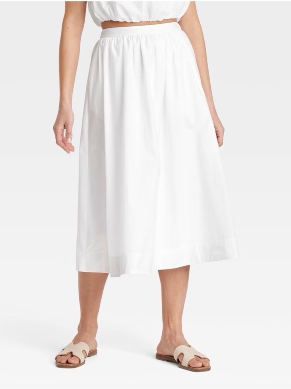 A New Day Target Women’s Midi Picnic A-Line Skirt. White. XL. NWT